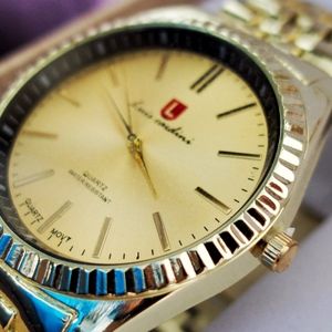 Watch Set Men Women Quartz Gold Color